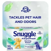 Snuggle Plus SuperFresh Fabric Softener Dryer Sheets with Static Control and Odor Eliminating Technology, Original, 105 Count